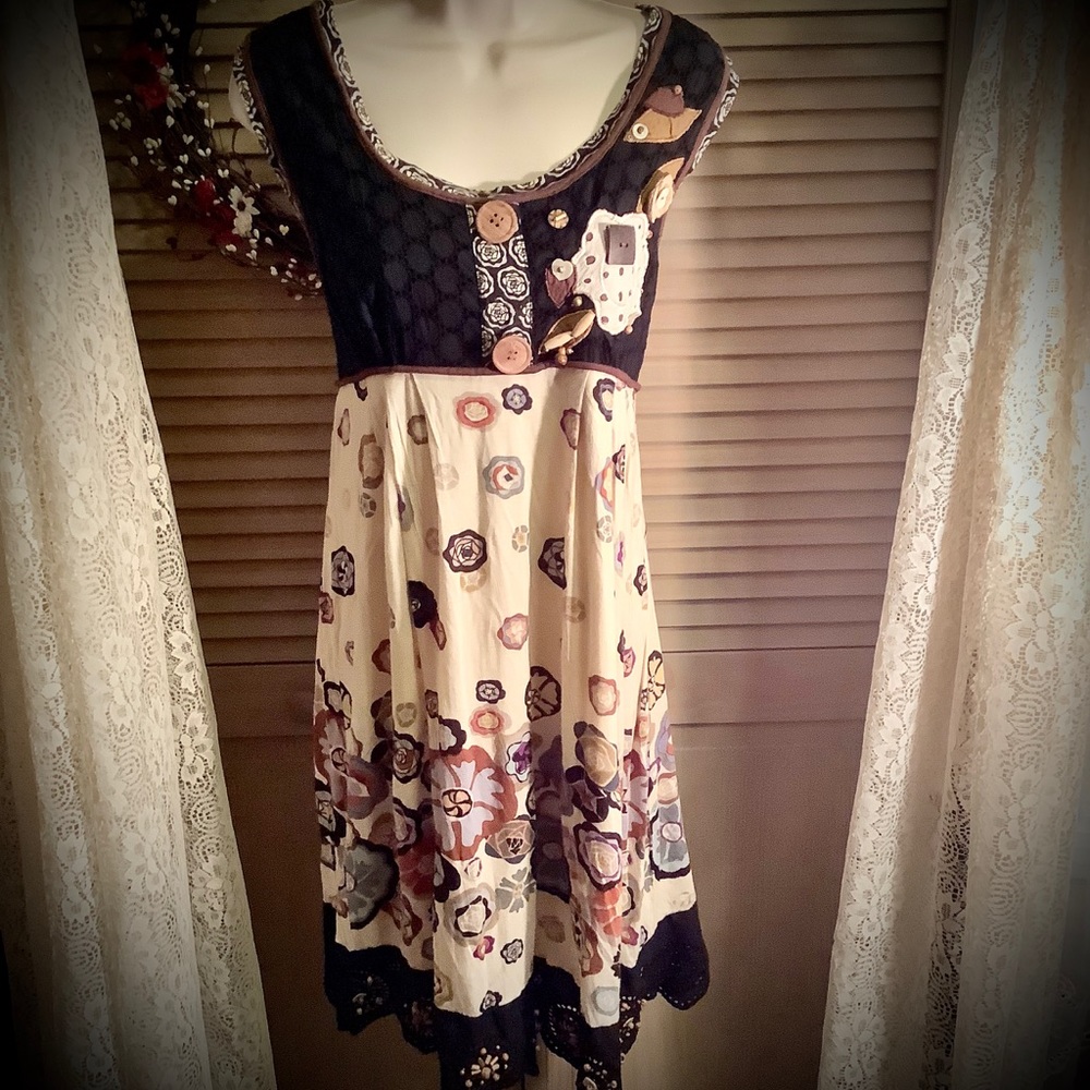 Albert Makali tunic / dress size 12 (fits s-m) Hippie gypsy boho beads shells